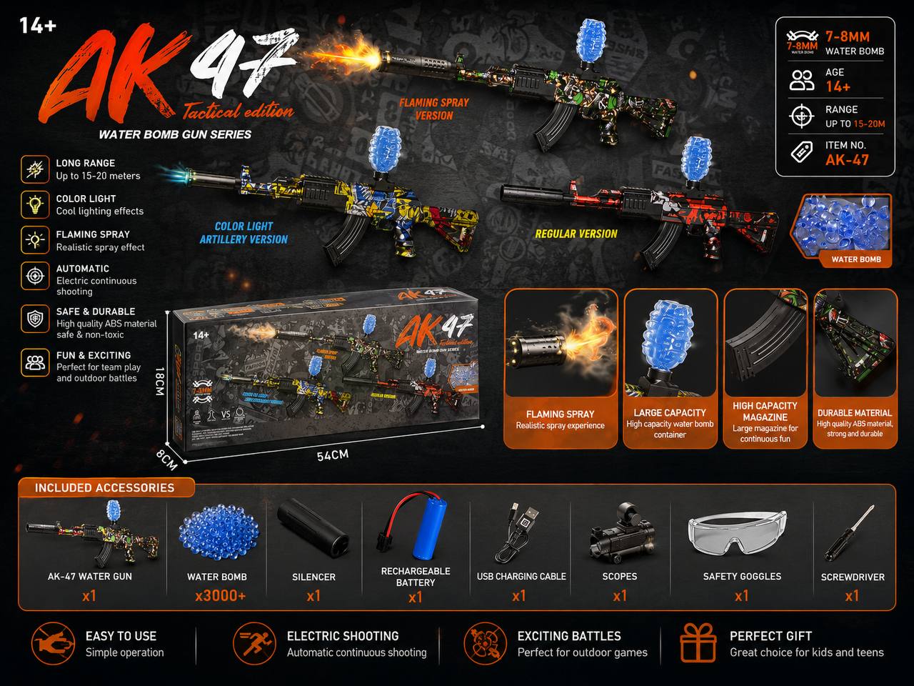 تفنگ تیرژله ای گرافیکی ak47